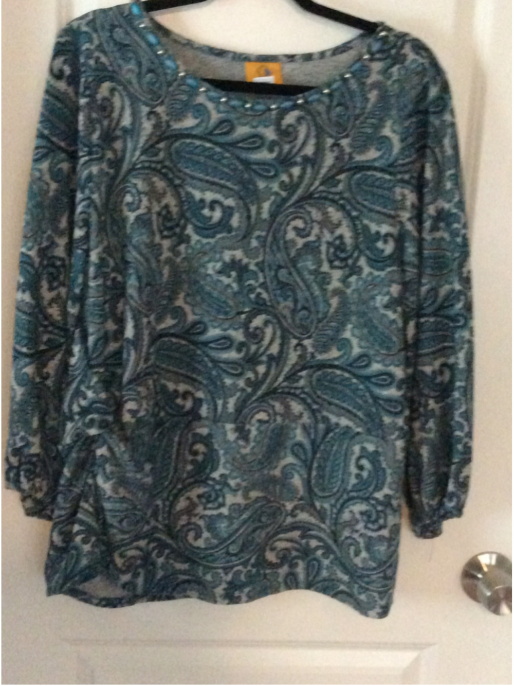 Women's Ruby Rd. Woman Teal Gray Paisley Tunic Top 2X